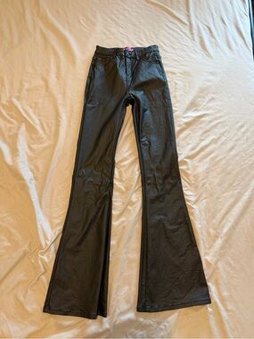 Edikted Luna faux leather flare jeans